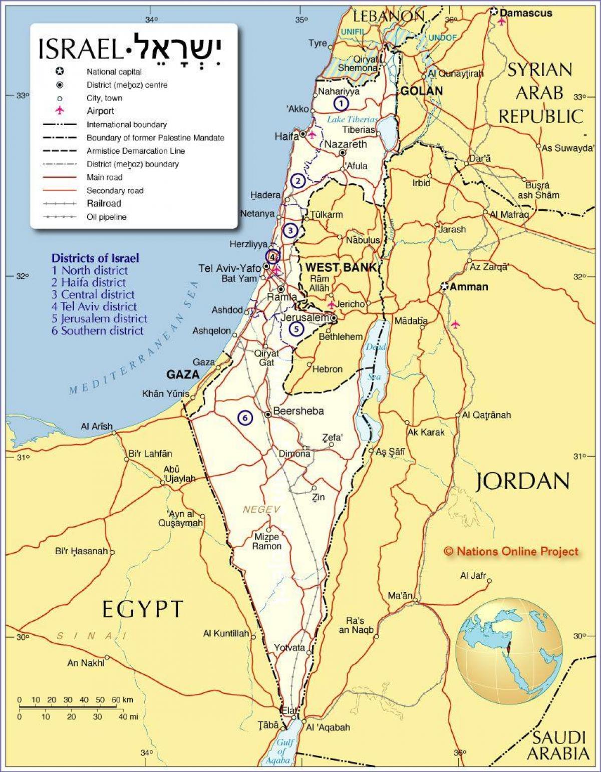 izraēla reģionu kartes